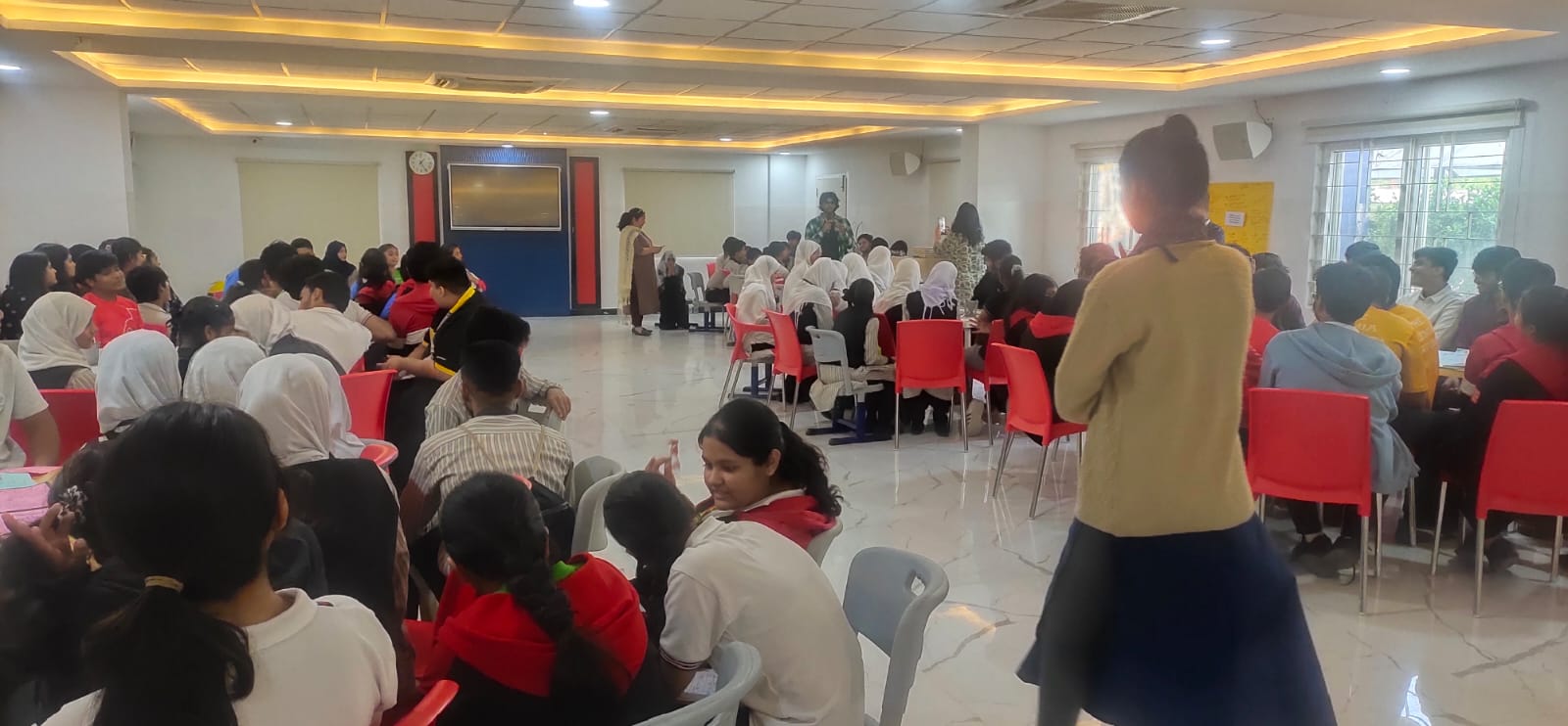 Students participating in NGO social awareness campaign